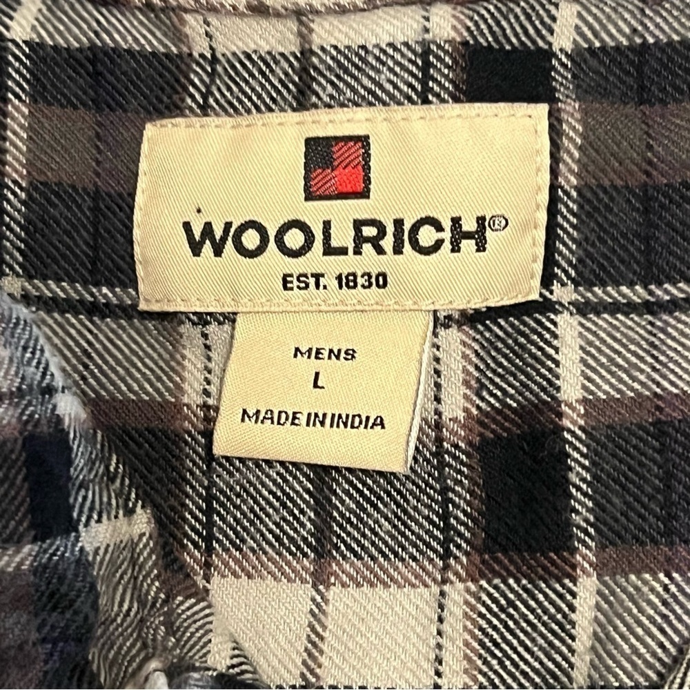 Men’s Woolrich Button Down Long Sleeve Plaid Shirt L Checkered Check Vintage - Picture 11 of 12